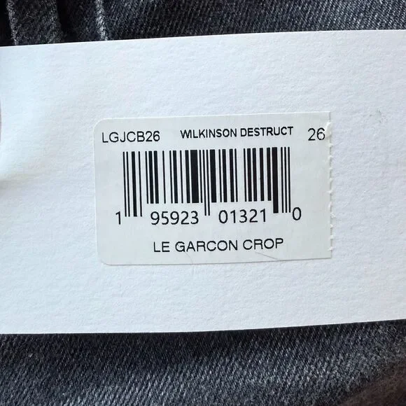 NWT FRAME Le Garcon Crop Straight Leg Boyfriend Jeans In Wilkinson Destruct 26